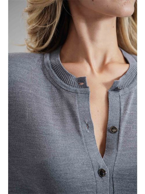 Cardigan in lana merino Simona Corsellini | A25CPCRE0201GRAPHITE MELANGE